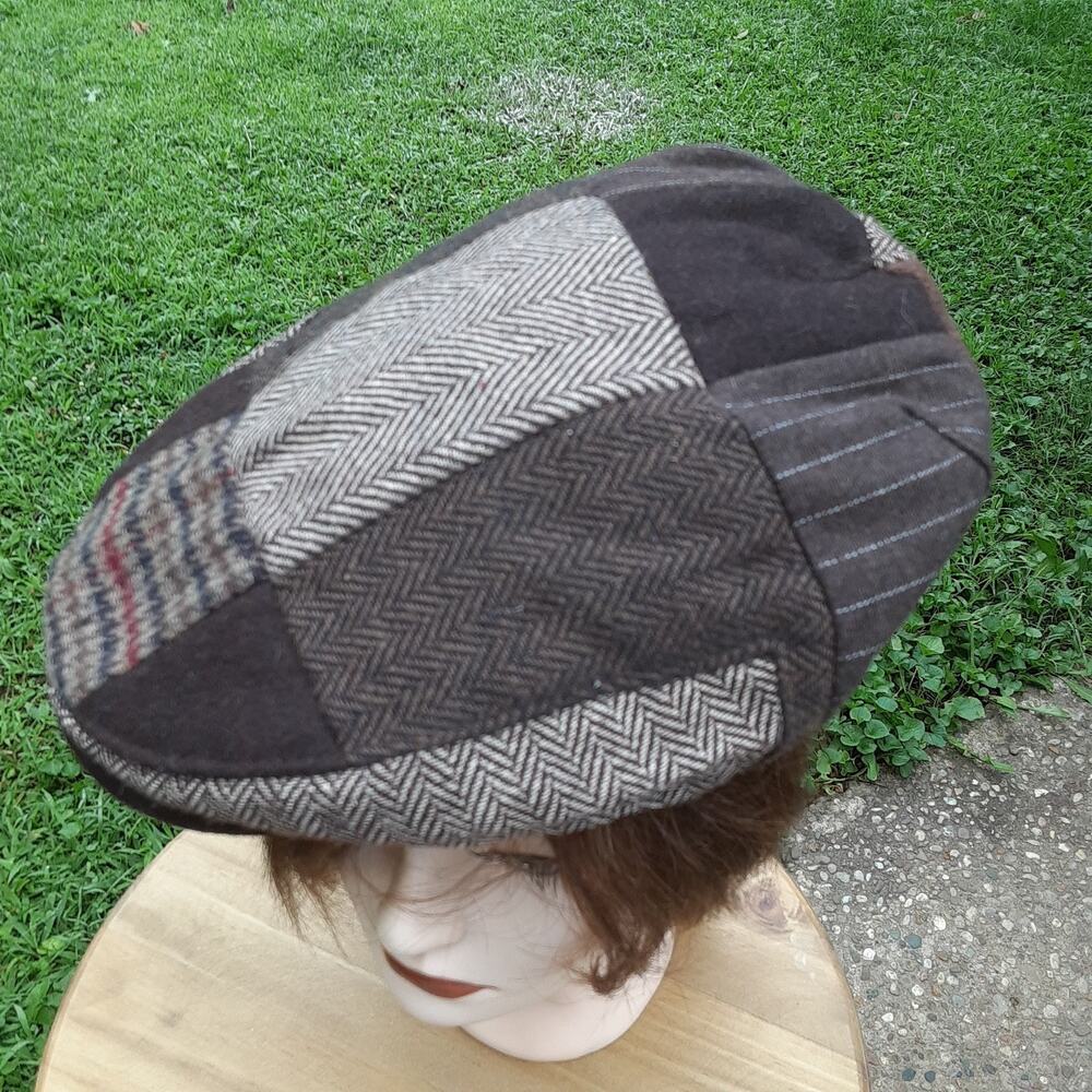 Vintage Newsboy Hat Wool blend Browns Mixed Design S/M
